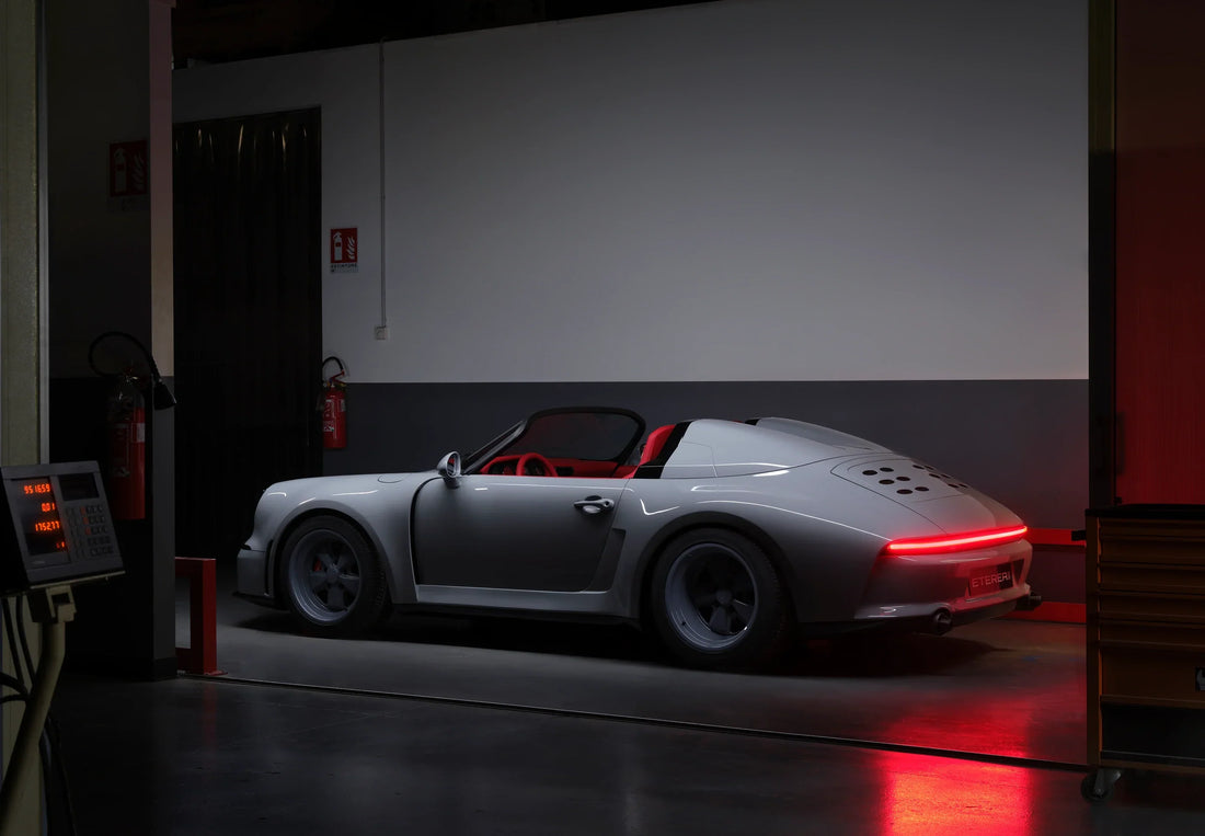 ETEREA IPERLEGGERA in the workshop, seen from the rear three-quarter.