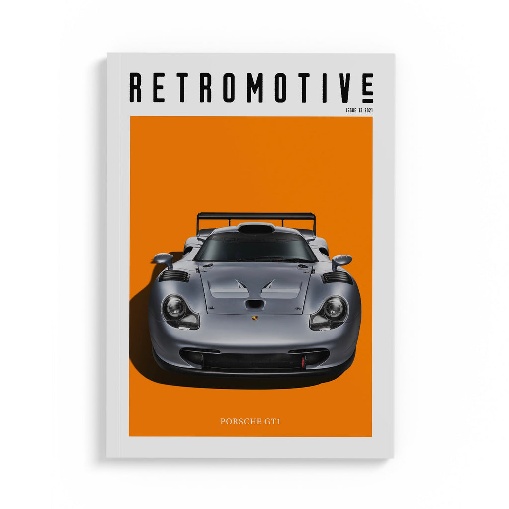 Retromotive Magazine Volume 13 — classic car magazine cover featuring Porsche GT1 EVO, BMW M6 and Lancia Delta Integrale