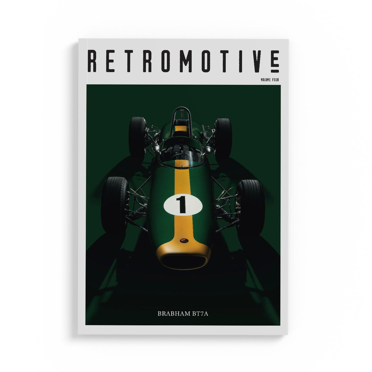Retromotive Magazine Volume 4 — classic car magazine cover featuring Brabham BT7A, Honda NSX and Porsche 550 Spyder