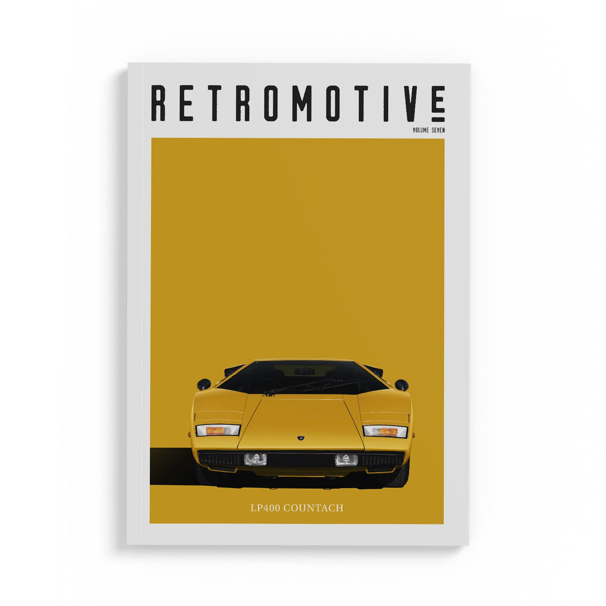 Retromotive Magazine Volume 7 — classic car magazine cover featuring Lamborghini Countach, Alpine A110 and Jaguar XK120