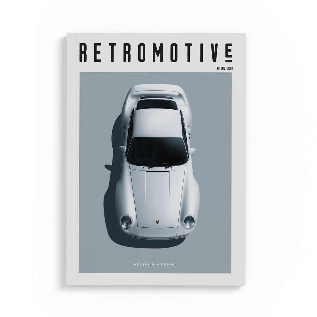 Retromotive Magazine Volume 8 — classic car magazine cover featuring Mercedes 190SL, Porsche 959 and Lotus Esprit Turbo